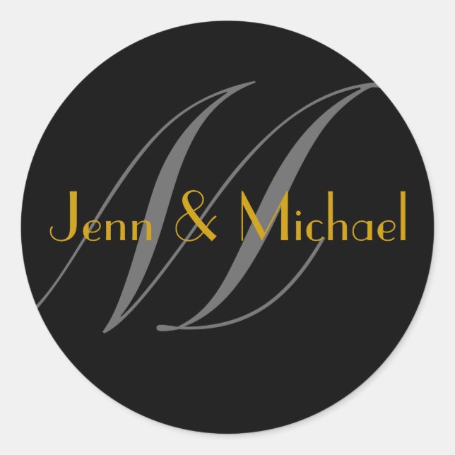 Adesivo Casamento Noiva Nomes Monograma M Dourado Seal (Frente)