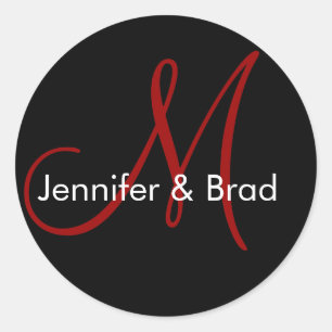Adesivo Casamento Noiva Nomes Monogramas Vinheta Vermelha