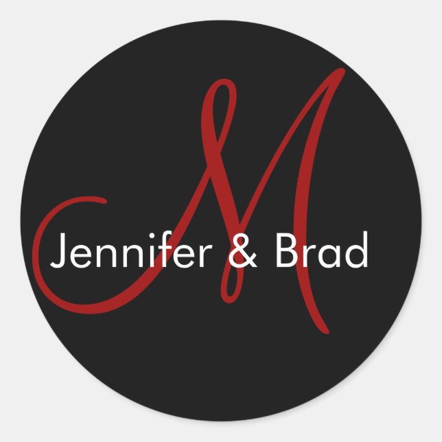 Adesivo Casamento Noiva Nomes Monogramas Vinheta Vermelha (Frente)