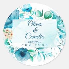 Adesivo Casamento/noivado de Blue Floral Beach Havaiana