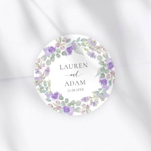 Adesivo Casamento Nomes Casais Floral Roxo Boho