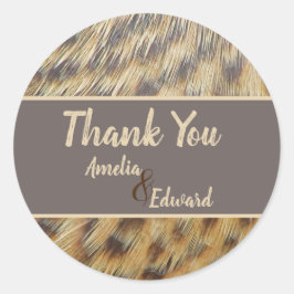 Adesivo Casamento Obrigado Animal Print Feather Guest