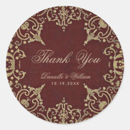 Adesivo Casamento Obrigado Burgundy Dourada Vintage