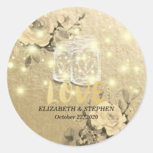 Adesivo Casamento Obrigado Floral Mason Jar String Lights