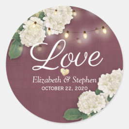 Adesivo Casamento Obrigado Hydrangea String Lights Burgund