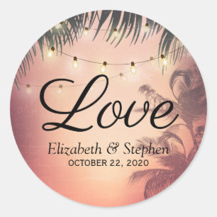 Adesivo Casamento Obrigado Palm Trees De Verão Luzes De Co