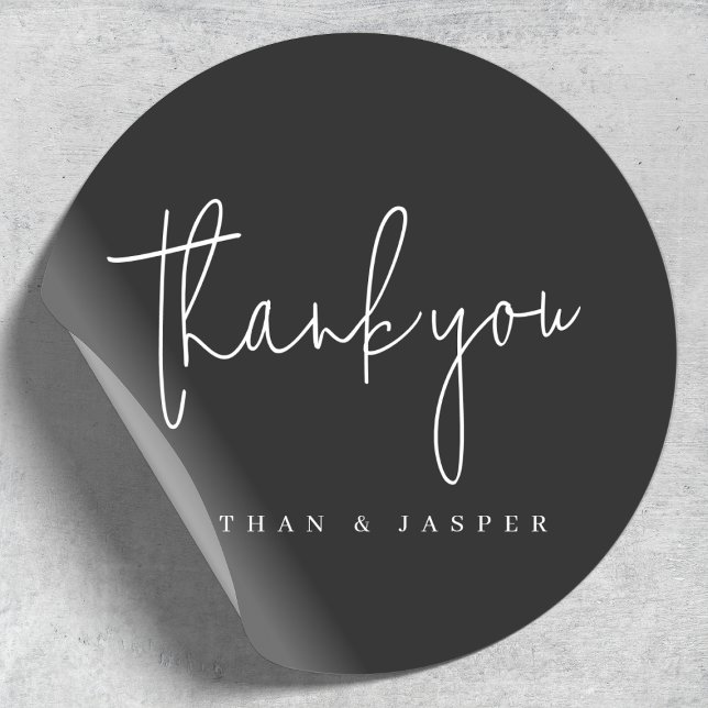 Adesivo Casamento Obrigado Preto Escrito Manuscrito (Criador carregado)