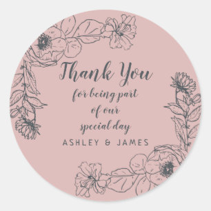 Adesivo Casamento Obrigado White Floral Contorno Prateado 