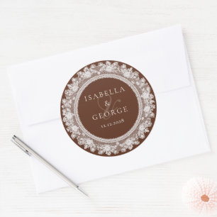 Adesivo Casamento Old Money Chocolate Marrom Renda Obrigad