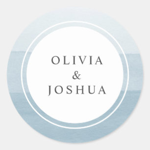 Adesivo Casamento Ombre de Aquarela Azul Simples Elegante