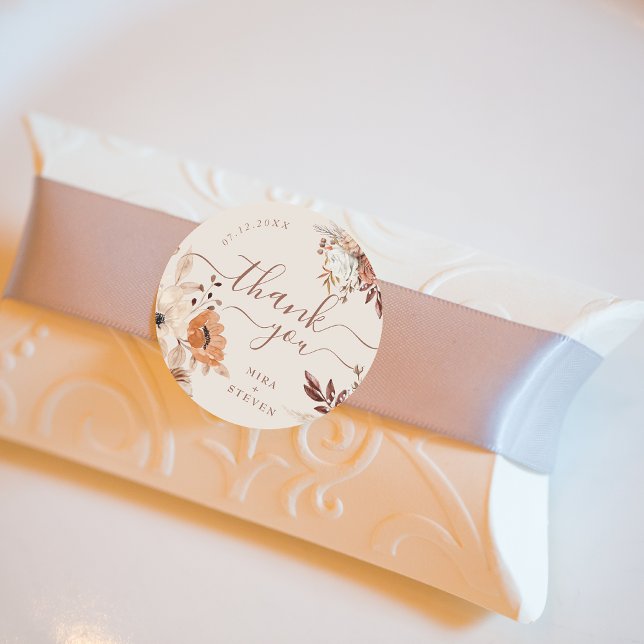 Adesivo Casamento outono branco boêmico obrigado você (Criador carregado)