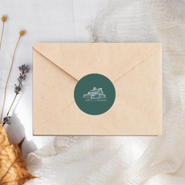 Adesivo Casamento outono de Fazenda do Line Art Barn Emera (Criador carregado)