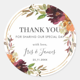 Adesivo Casamento outono de outono Floral Laranja Chic Bur