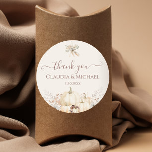 Adesivo Casamento outono Elegante Rustic Pumpkins Obrigado