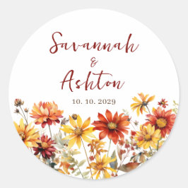 Adesivo Casamento outono Floral Laranja Queimado