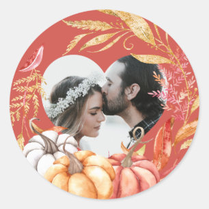 Adesivo casamento outono Pumpkin Heart Shape Photo Warm Re