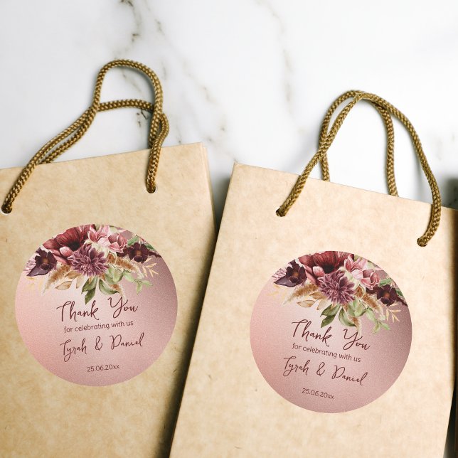 Adesivo Casamento outono rosa de terracotta de ouro russo (Criador carregado)