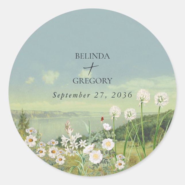 Adesivo Casamento paisagístico de Watercolor Wildflower (Frente)