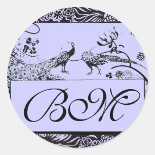Adesivo CASAMENTO PÁSSAROS DE AMOR MONOGRAMA, preto e bran