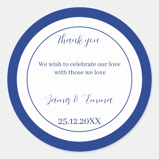 Adesivo Casamento Personalizado Azul Simples (Frente)