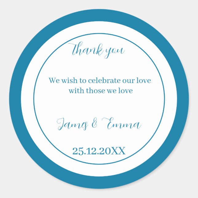 Adesivo Casamento Personalizado Azul Simples (Frente)