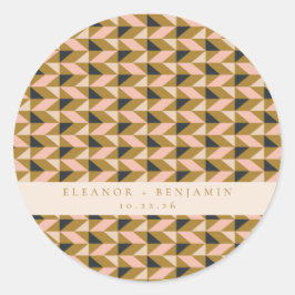 Adesivo Casamento Personalizado Bege Dourado Preto Geométr