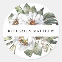 Adesivo Casamento Personalizado Botânico Branco