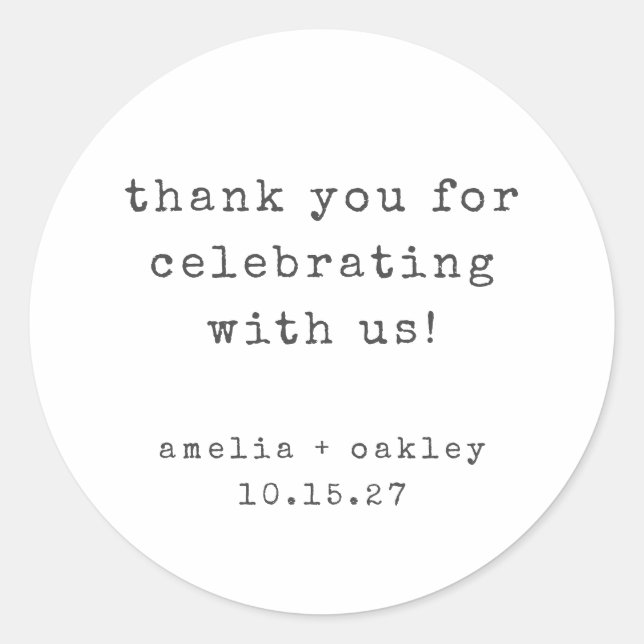 Adesivo Casamento Personalizado Branco Da Máquina De Escre (Frente)