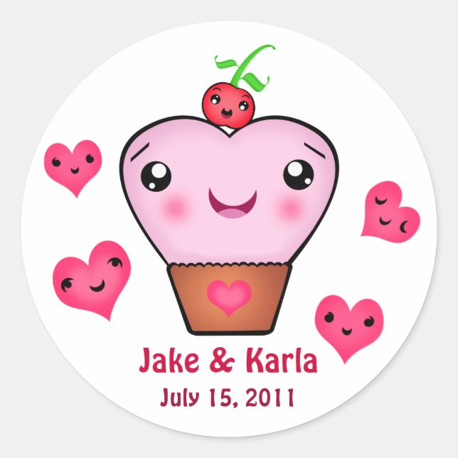 Adesivo Casamento personalizado / Casais Kawaii Sticker (Frente)