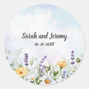 Adesivo Casamento Personalizado com Aquarela de Flores Sil
