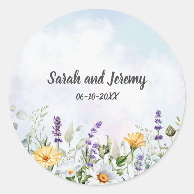 Adesivo Casamento Personalizado com Aquarela de Flores Sil (Frente)