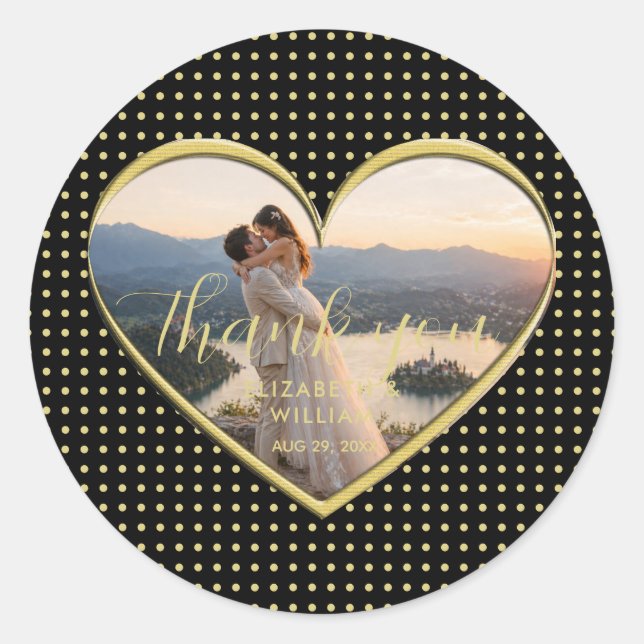 Adesivo Casamento personalizado com bolinhas douradas e pr (Frente)