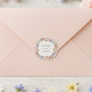 Adesivo Casamento Personalizado com Flor Silvestre Elegant