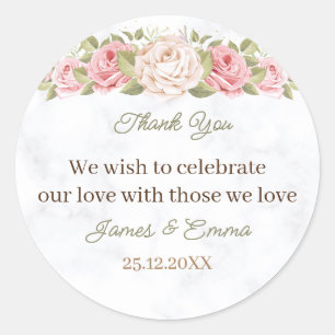Adesivo Casamento Personalizado Da Flor De Rosa Elegante