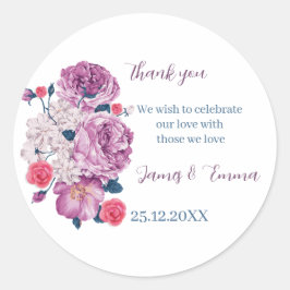 Adesivo Casamento Personalizado Da Flor Roxo Elegante