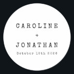 Adesivo Casamento Personalizado Da Máquina De Digitalizaçã<br><div class="desc">Vinheta redonda clássica de casamento com fonte minimalista retrorreflectora em branco</div>