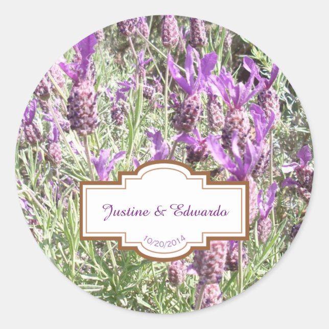 Adesivo Casamento Personalizado das Flores de Lavanda Fran (Frente)