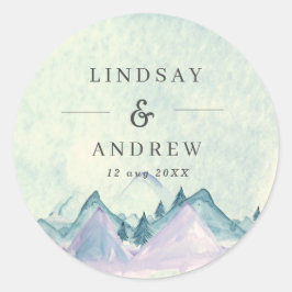 Adesivo Casamento Personalizado das Montanhas de Aquarela