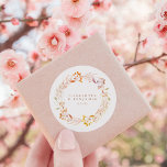 Adesivo Casamento Personalizado De Ar De Aquarela Floral D<br><div class="desc">Autocolante Floral Wreath Boho Clássico de Casamento Personalizado Personalizado do Autumn</div>