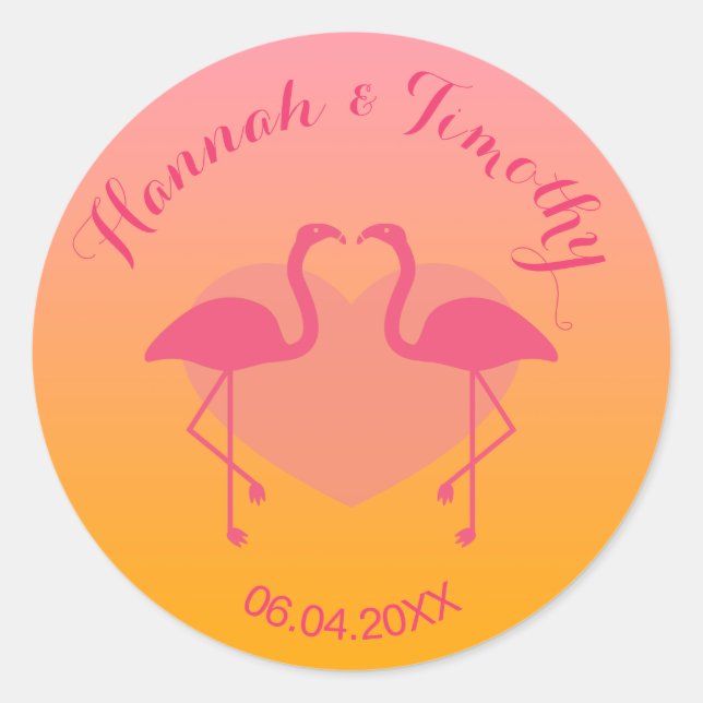 Adesivo Casamento Personalizado De Aves Flamingo Rosa (Frente)