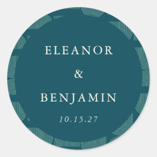 Adesivo Casamento Personalizado De Azul De Arca Chic Retro