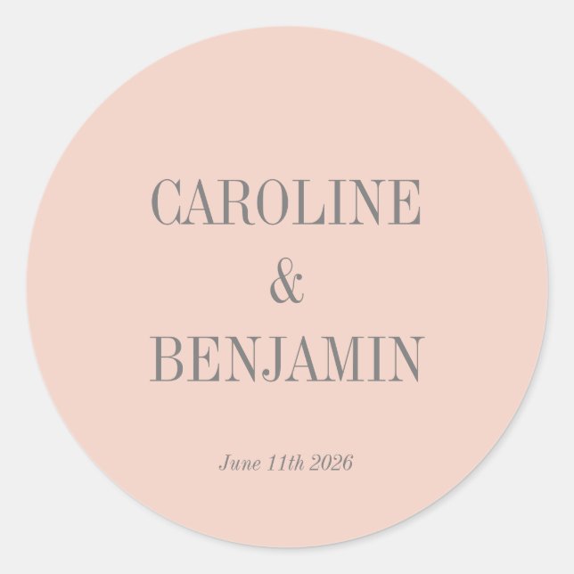 Adesivo Casamento Personalizado De Cinza De Blush Na moda  (Frente)