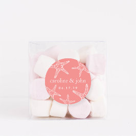 Adesivo Casamento Personalizado de Fécula Branca e Coral