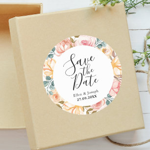Adesivo Casamento Personalizado de Flor Selvagem Elegante 