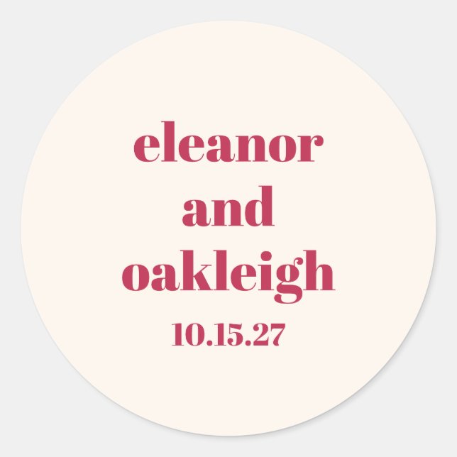 Adesivo Casamento Personalizado de Marinha Vermelha Magent (Frente)