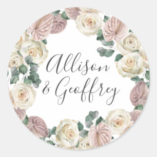 Adesivo Casamento Personalizado de Rosas e Orquídeas de A