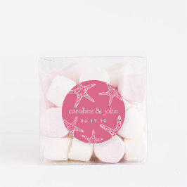 Adesivo Casamento Personalizado de Starfish Rosa e Branco