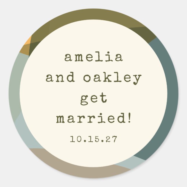 Adesivo Casamento Personalizado de Teal de Abstrato modern (Frente)