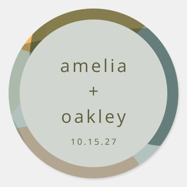 Adesivo Casamento Personalizado de Teal Verde da Abstrato  (Frente)