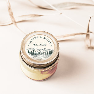 Adesivo Casamento Personalizado Do Esboço Da Montanha Verd